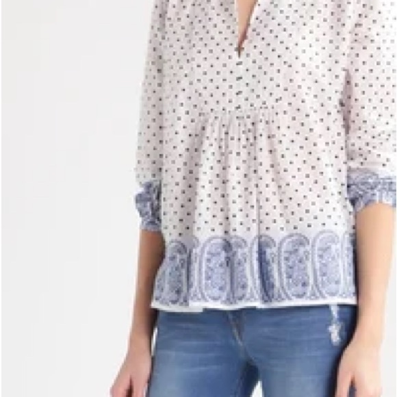 J. Crew White Cream Peplum Blouse with Mandarin Collar - 100% cotton - Picture 2 of 8